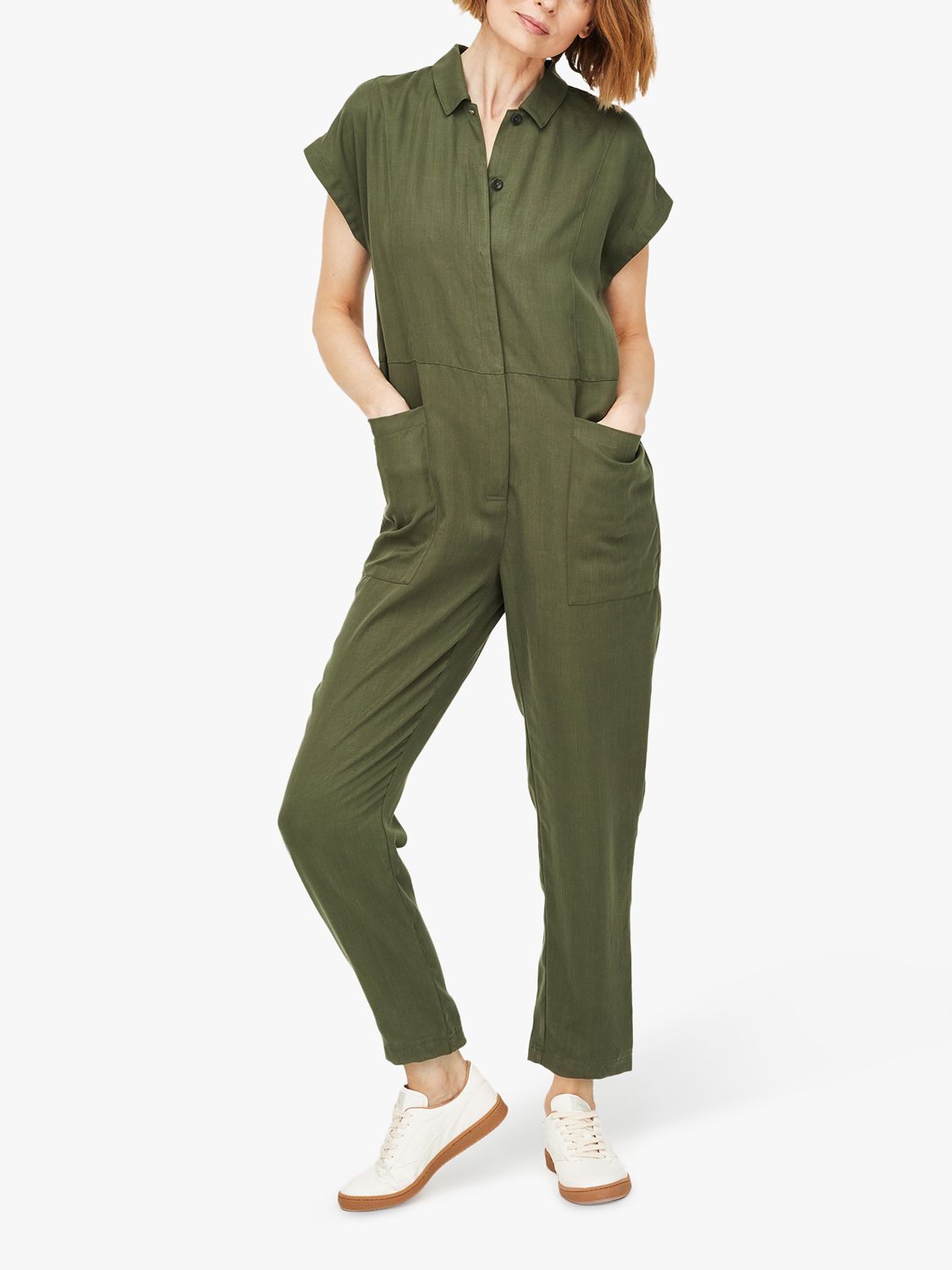 Thought Organic Cotton Utility Jumpsuit, Olive Green