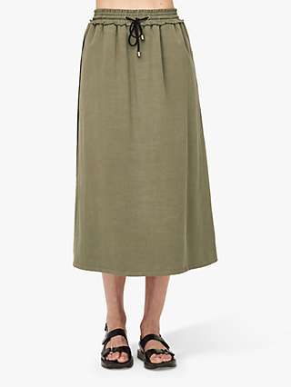 Thought Geralde Straight Midi Skirt, Olive Green