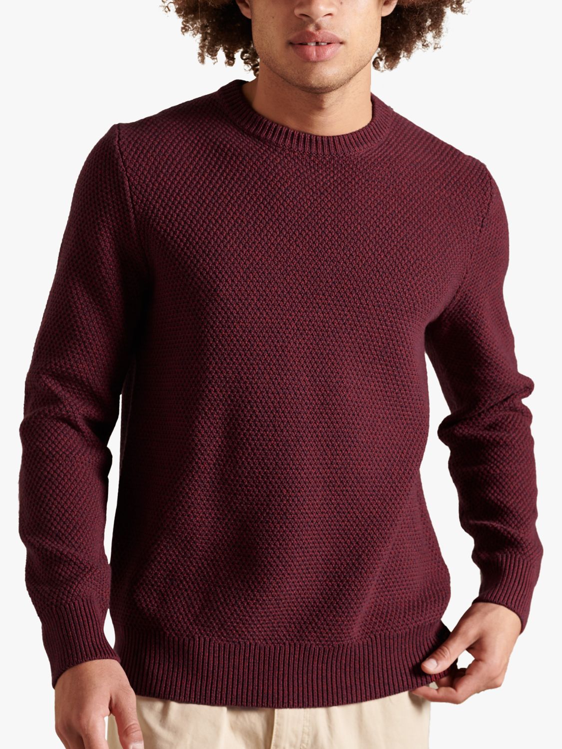 Superdry Textured Twisted Jumper, Deep Red at John Lewis & Partners