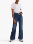 Albaray Organic Cotton Denim Flared Jeans, Bleach