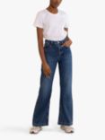 Albaray Organic Cotton Denim Flared Jeans, Bleach, Bleach