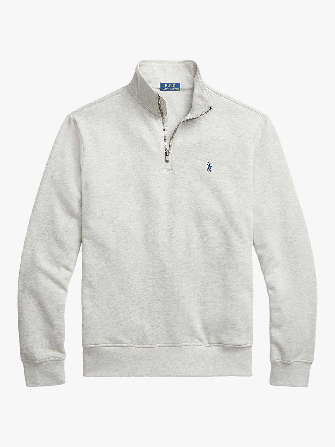 Polo Ralph Lauren Zip Neck Jumper, Grey Heather at John Lewis & Partners