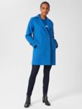 Hobbs Petite Carmina Wool Blend Straight Coat, Vivid Blue