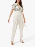 Phase Eight Dani Floral Bodice Jumpsuit, Buttermilk/Multi