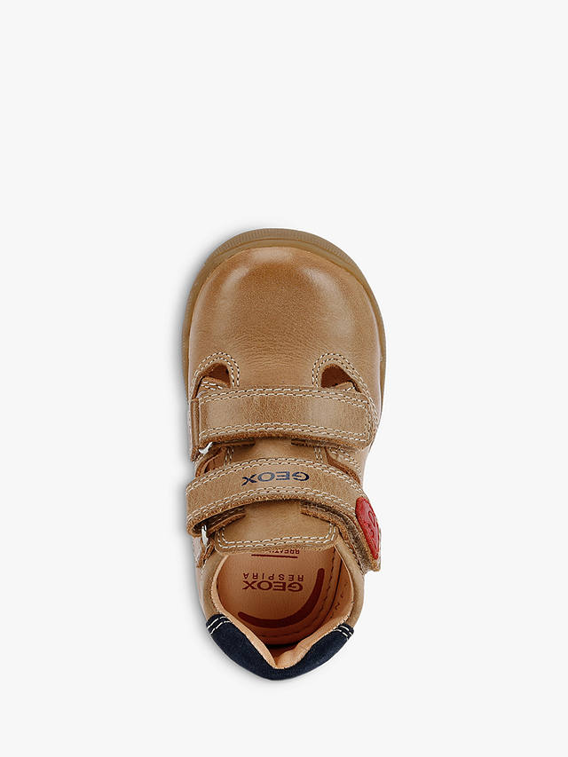 Geox Kids' Macchia Riptape Sandals, Caramel/Navy        