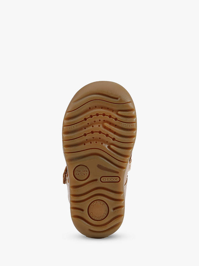 Geox Kids' Macchia Riptape Sandals, Caramel/Navy        
