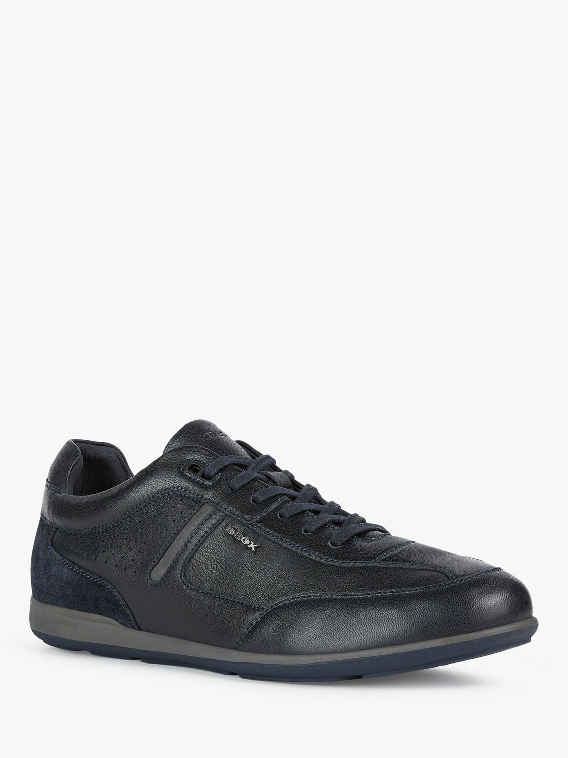 Geox Ionio Men's Leather Lace Up Trainers, Navy at John Lewis & Partners