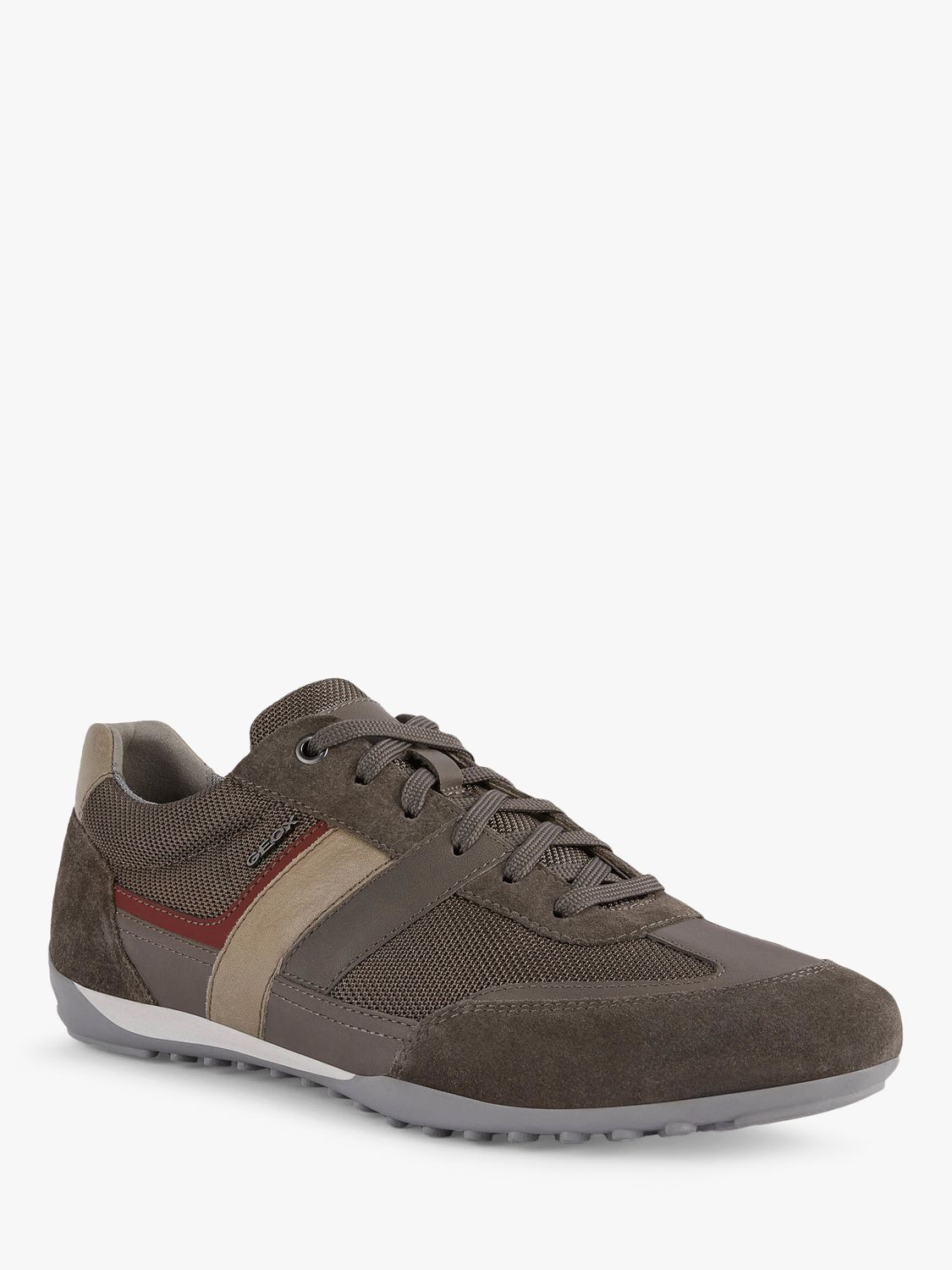Geox Wells Leather Trainers, Dove Grey at John Lewis & Partners