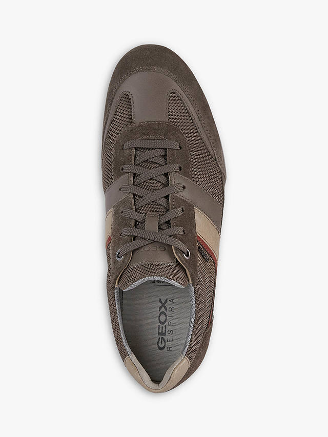 Geox Wells Leather Trainers, Dove Grey           