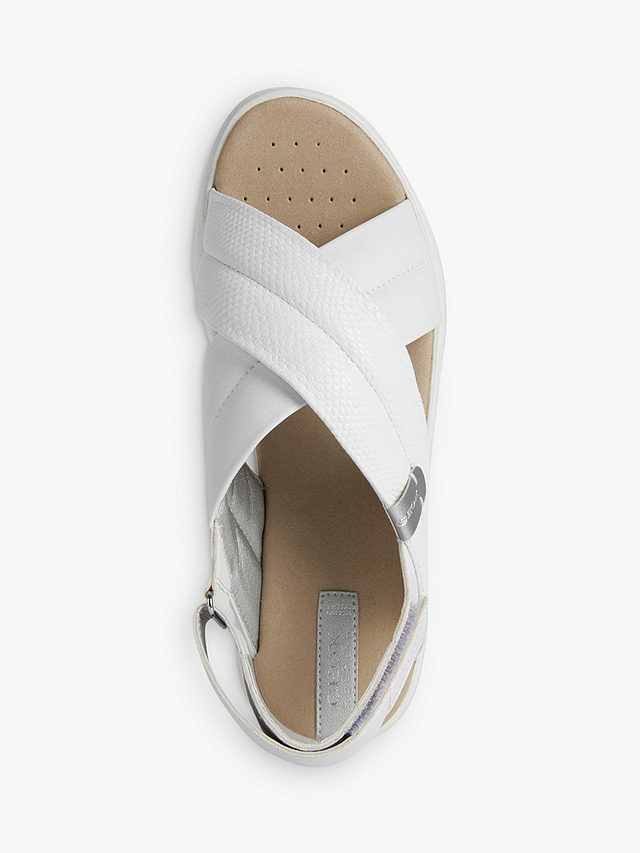 Geox Dandra Wide Fit Cross Strap Sandals, White, 4