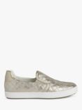 Geox Blomiee Wide Fit Leather Slip On Trainers, Taupe/Light Gold