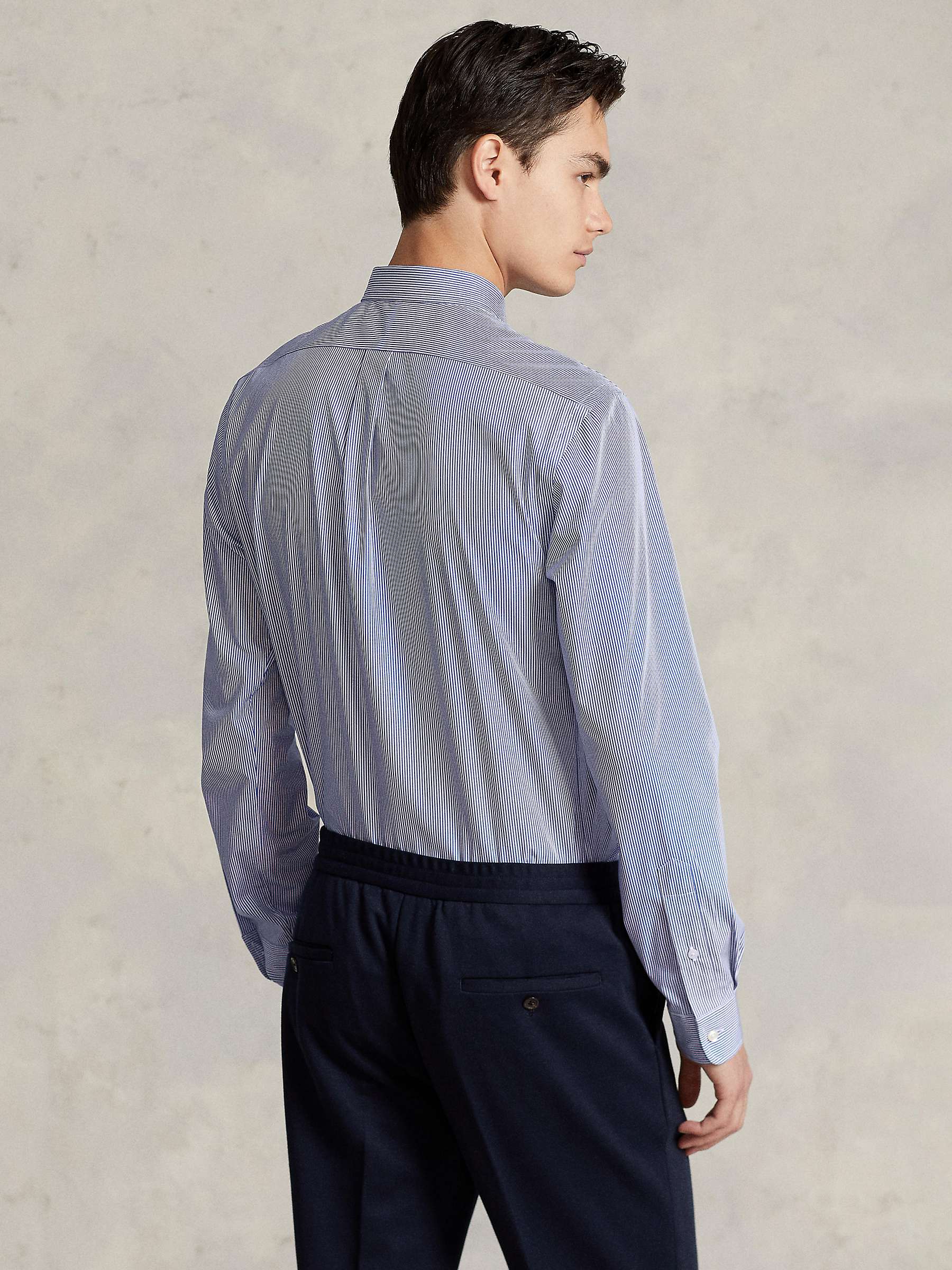Buy Polo Ralph Lauren Poplin Slim Stripe Shirt, Blue/White Online at johnlewis.com