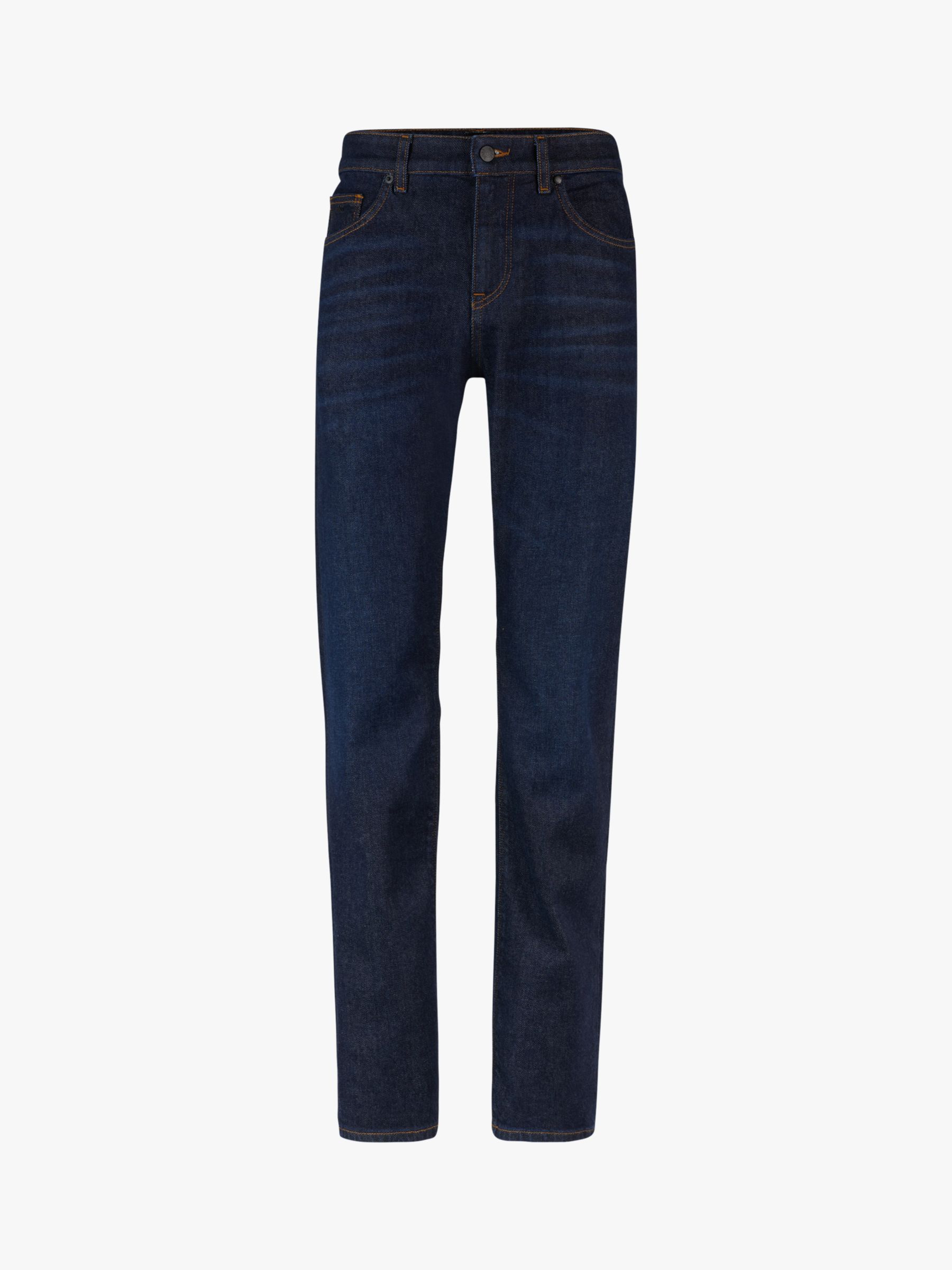 BOSS - Relaxed-fit jeans in beige-tinted blue stretch denim