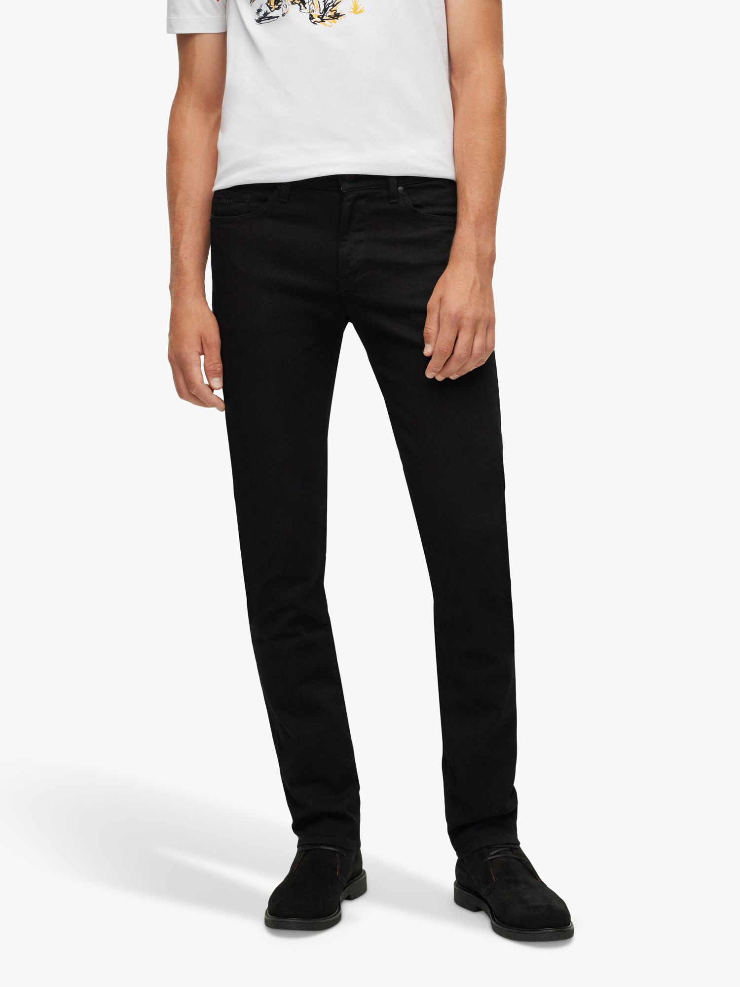 BOSS Delaware Slim Fit Jeans, Black at John Lewis & Partners