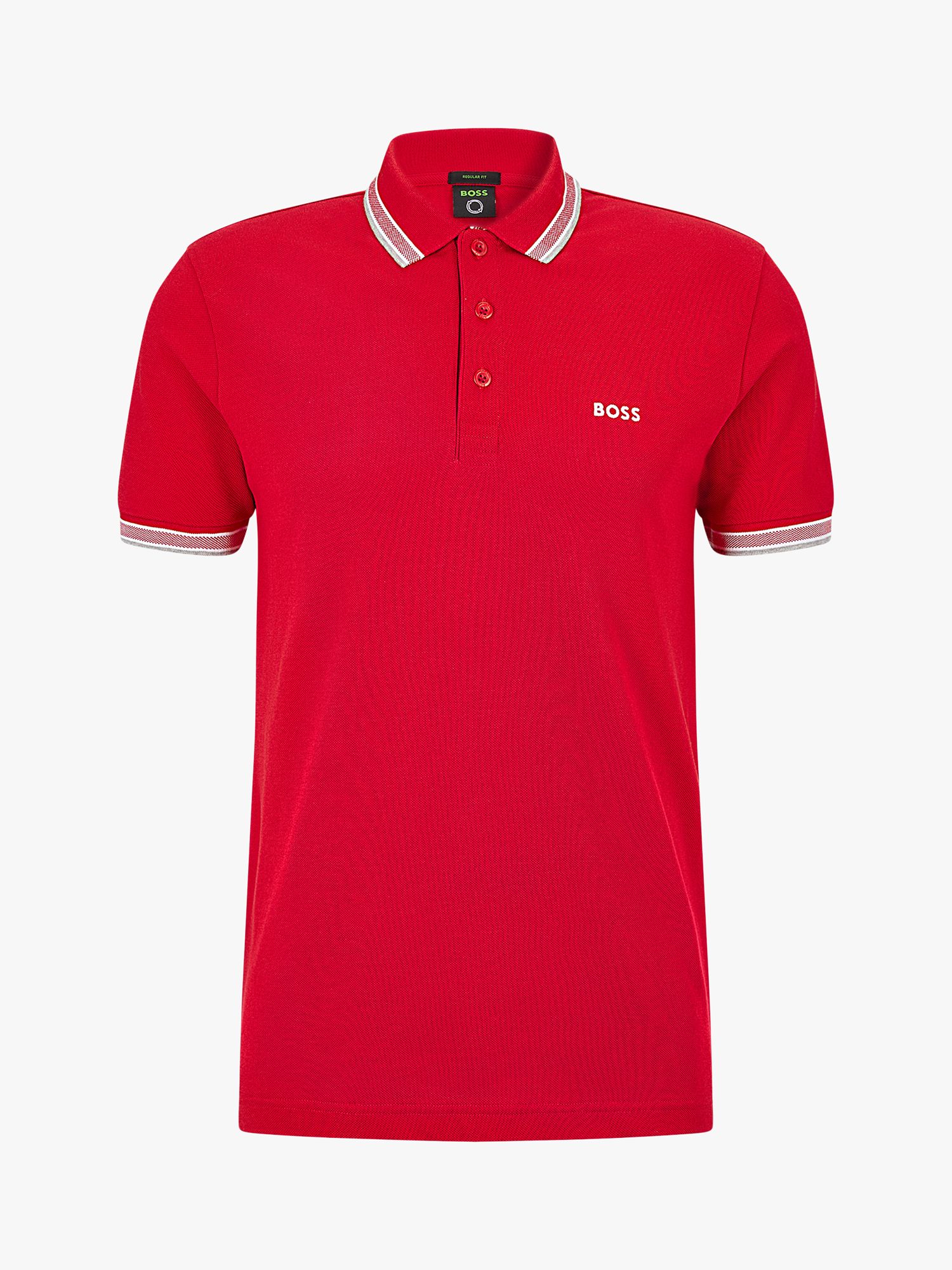 BOSS Paddy Short Sleeve Polo Shirt, Medium Red at John Lewis & Partners