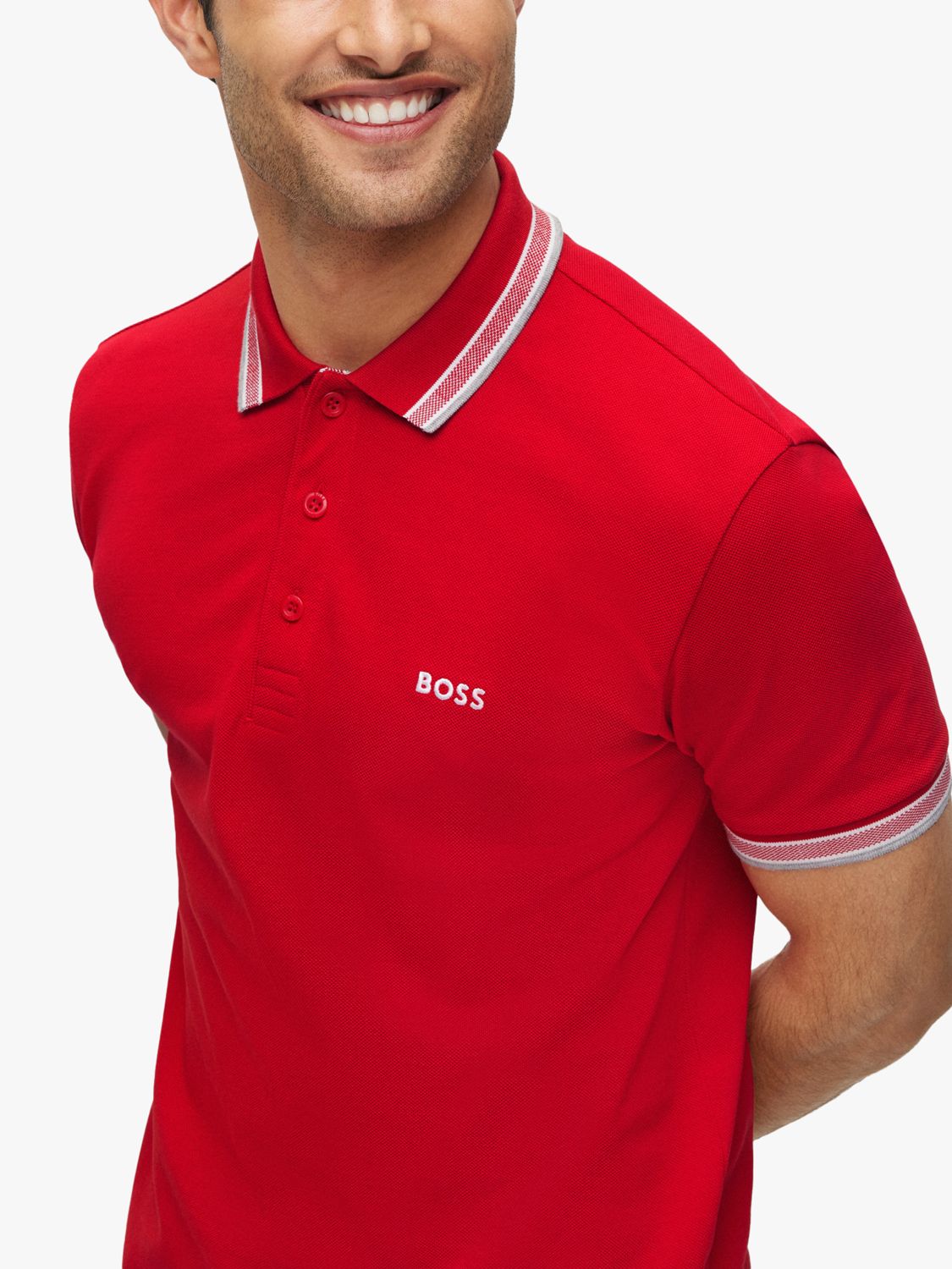 BOSS Paddy Short Sleeve Polo Shirt, Medium Red, XXL