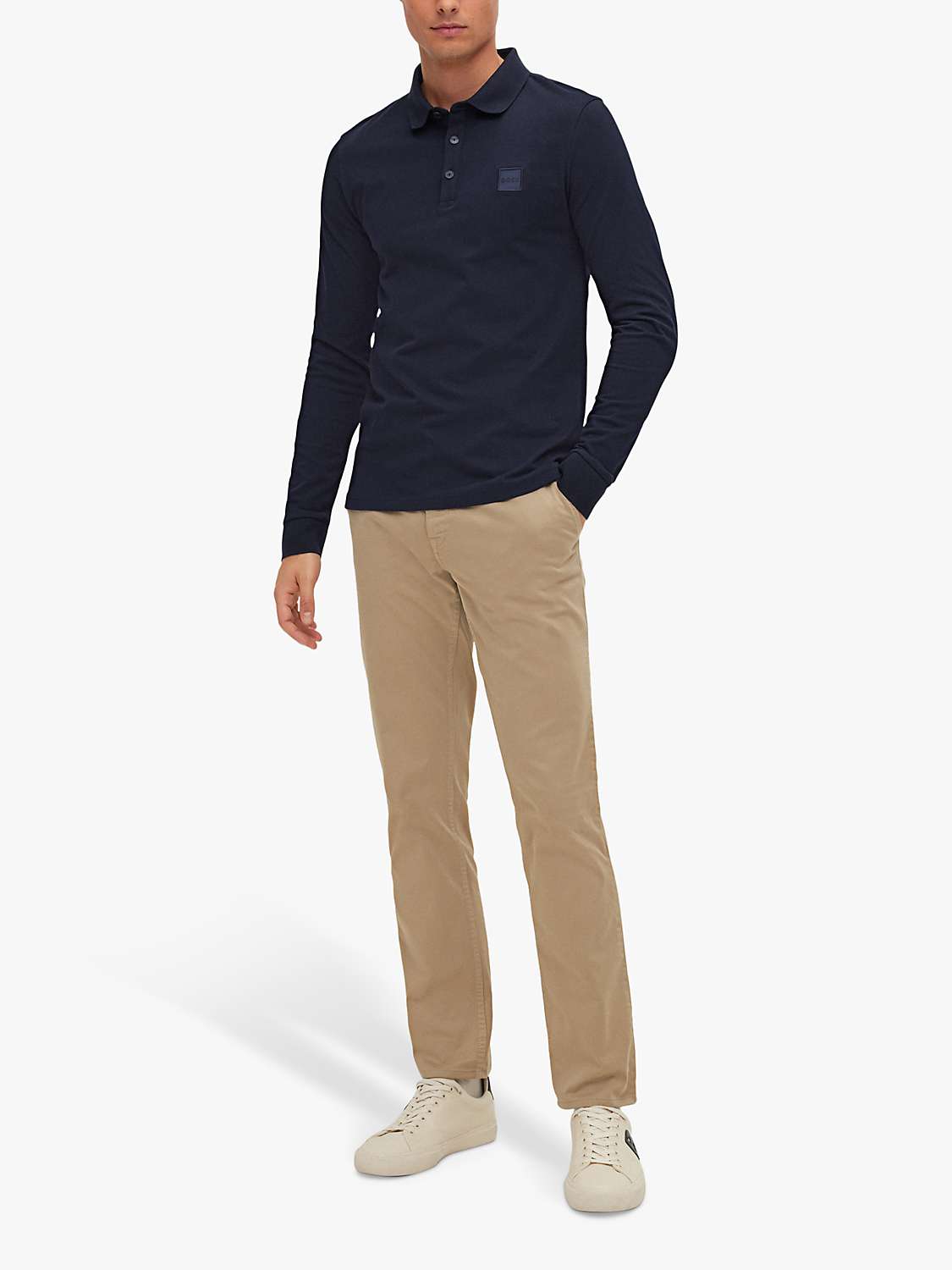 Buy BOSS Passerby Long Sleeve Polo Shirt, Dark Blue Online at johnlewis.com