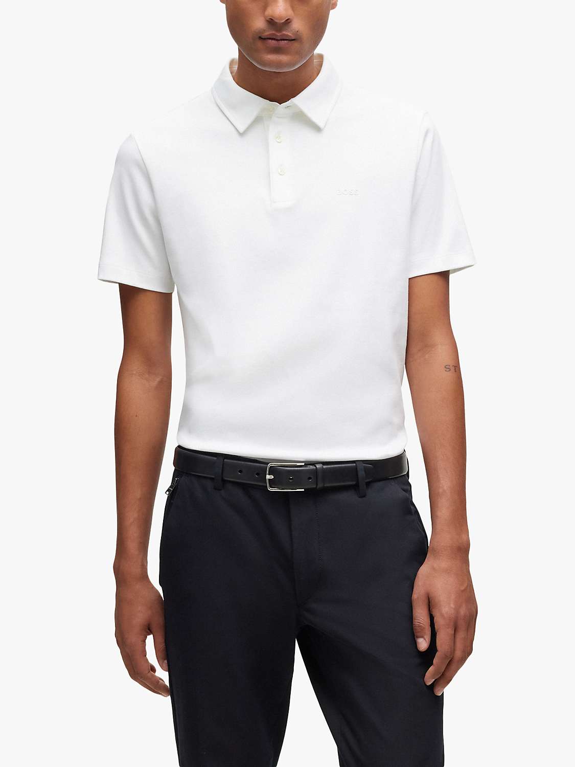 Buy BOSS Palosh 30 Slim Fit Polo Shirt, White Online at johnlewis.com