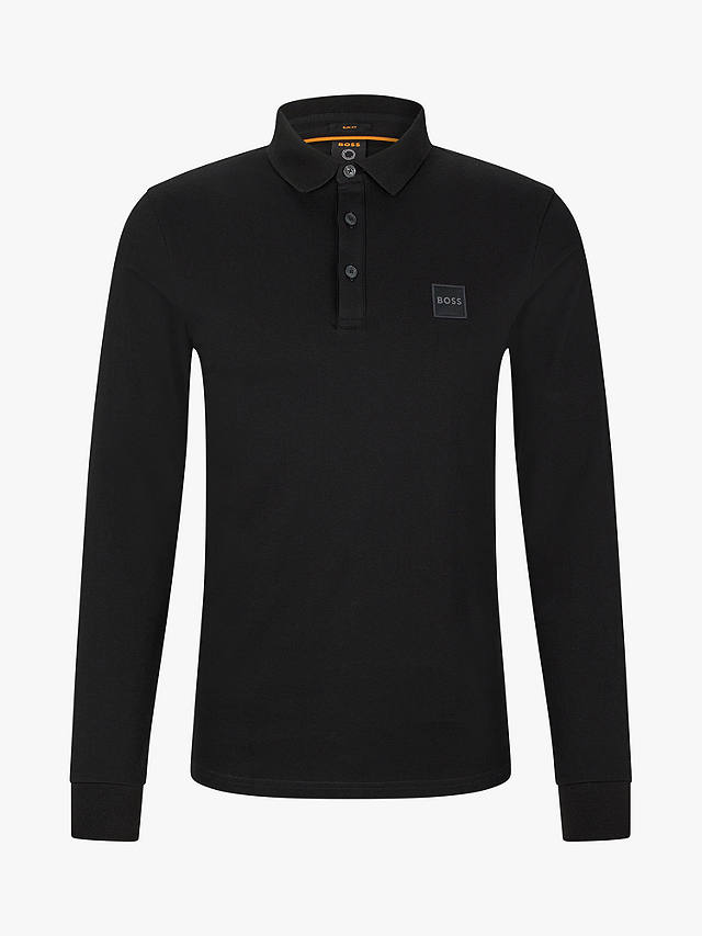 BOSS Passerby Long Sleeve Polo Shirt, Black