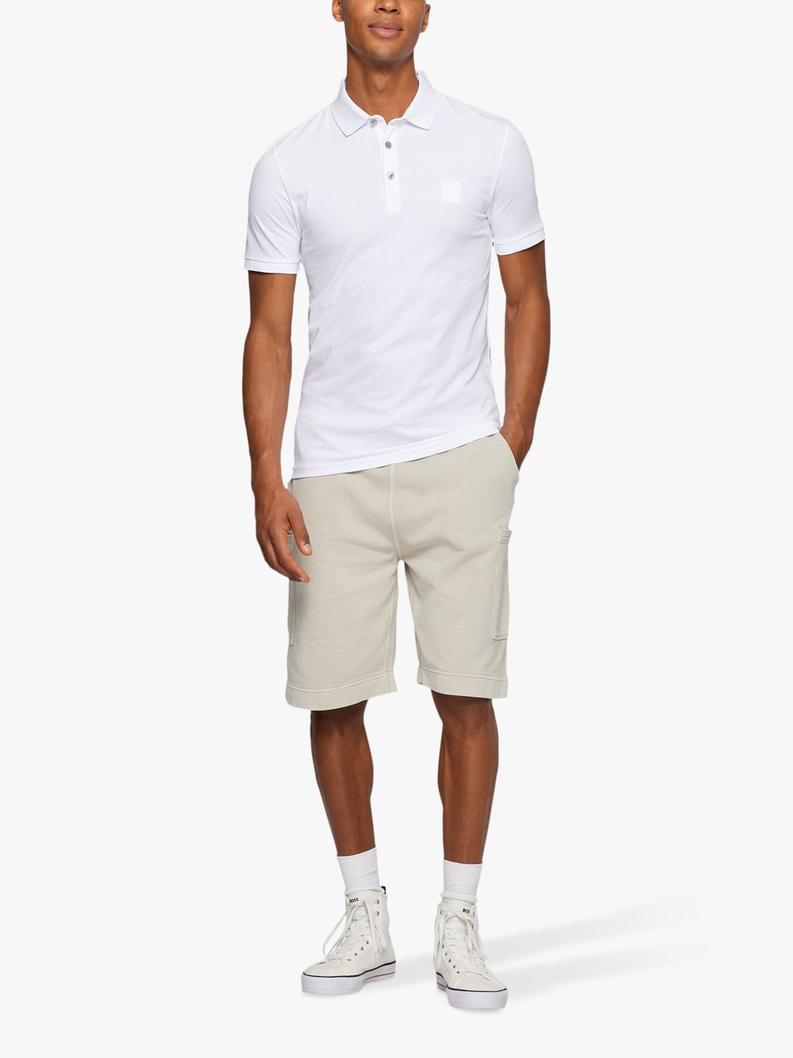 BOSS Passenger Short Sleeve Polo Shirt, White at John Lewis & Partners