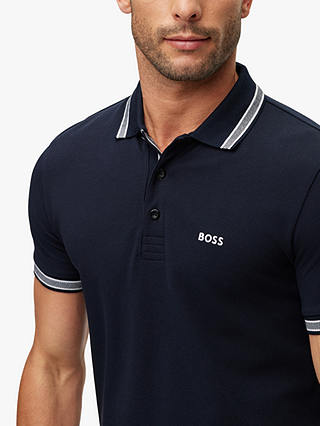 BOSS Paddy Short Sleeve Polo Shirt, Dark Blue