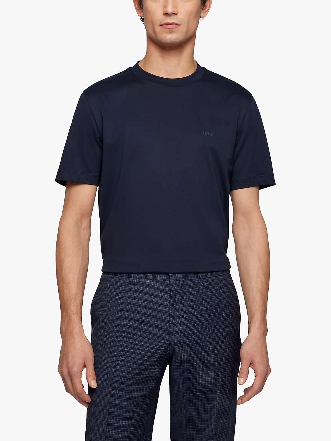 Buy BOSS Regular Fit Cotton T-Shirt, Dark Blue Online at johnlewis.com