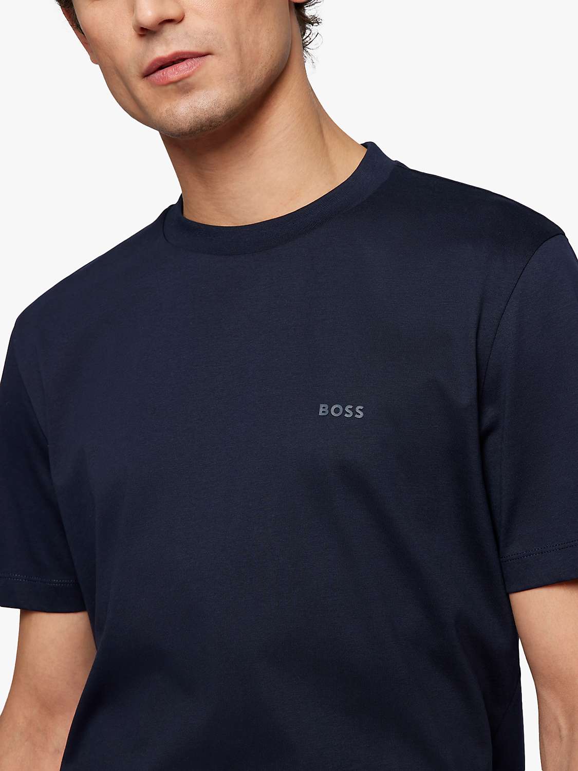 Buy BOSS Regular Fit Cotton T-Shirt, Dark Blue Online at johnlewis.com