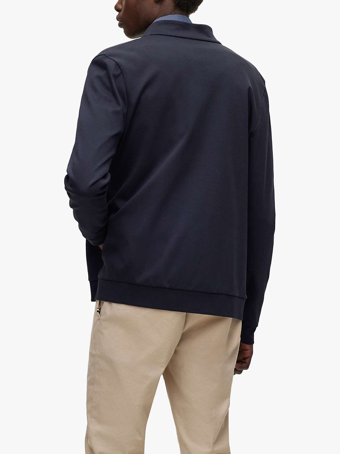Buy BOSS Skiles Zip Through Sweatshirt, Dark Blue Online at johnlewis.com