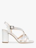 Paradox London Hilde Wide Fit Shimmer Block Heel Sandals, Silver