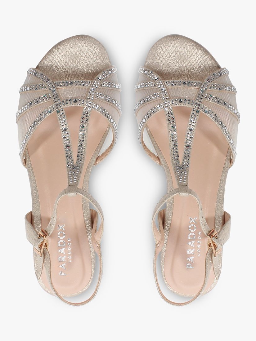 Buy Paradox London Jilly Wide Fit Glitter Diamante Mesh Mid Heel Wedges Online at johnlewis.com