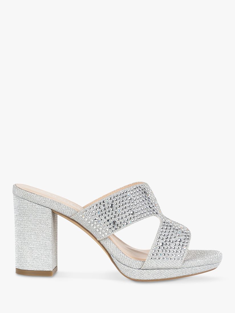 Paradox London Patsy Glitter Wide Fit Platform Mule Sandals, Silver at ...