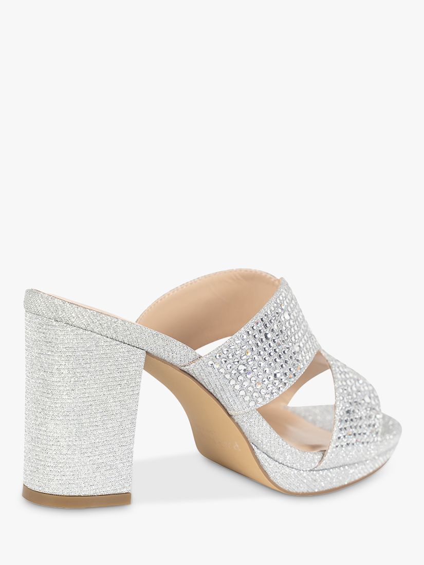 Paradox London Patsy Glitter Wide Fit Platform Mule Sandals, Silver at ...