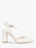 Paradox London Fauna Satin and Lace High Block Heel Shoes, Ivory