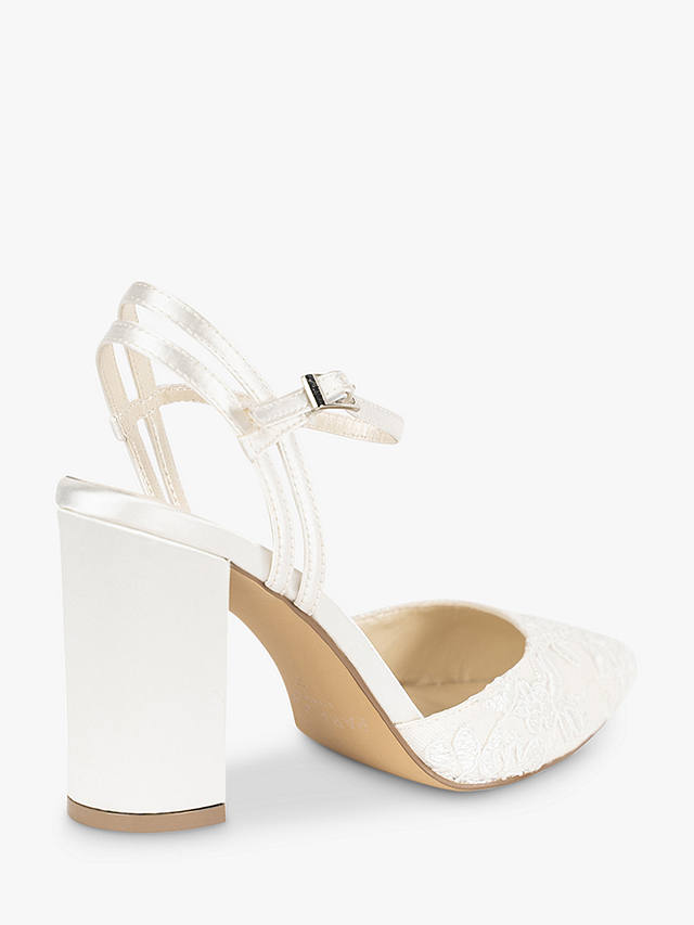 Paradox London Fauna Satin and Lace High Block Heel Shoes, Ivory