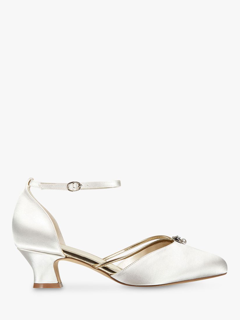 Paradox London Aliya Satin Two Part Vintage Style Court Shoes, Ivory