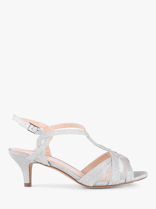 Paradox London Nelly Wide Fit Glitter T-Bar Sandals