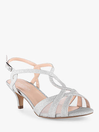 Paradox London Nelly Wide Fit Glitter T-Bar Sandals