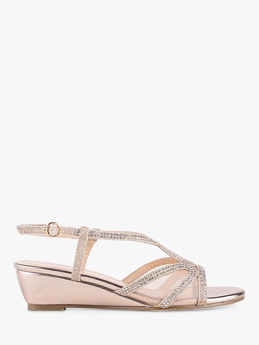 Paradox London Justine Glitter Low Heel Wedge Sandals, Champagne at ...