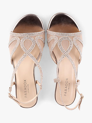 Paradox London Justine Glitter Low Heel Wedge Sandals, Champagne