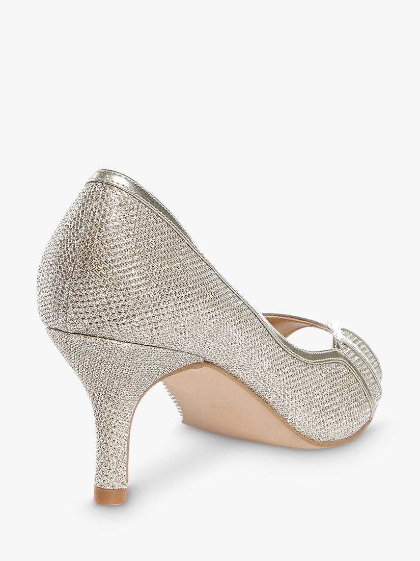 Paradox London Chester Glitter Kitten Heel Peep Toe Shoes, Champagne at ...