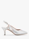 Paradox London Flavia Glitter Wide Fit Mid Heel Slingback Shoes, Silver