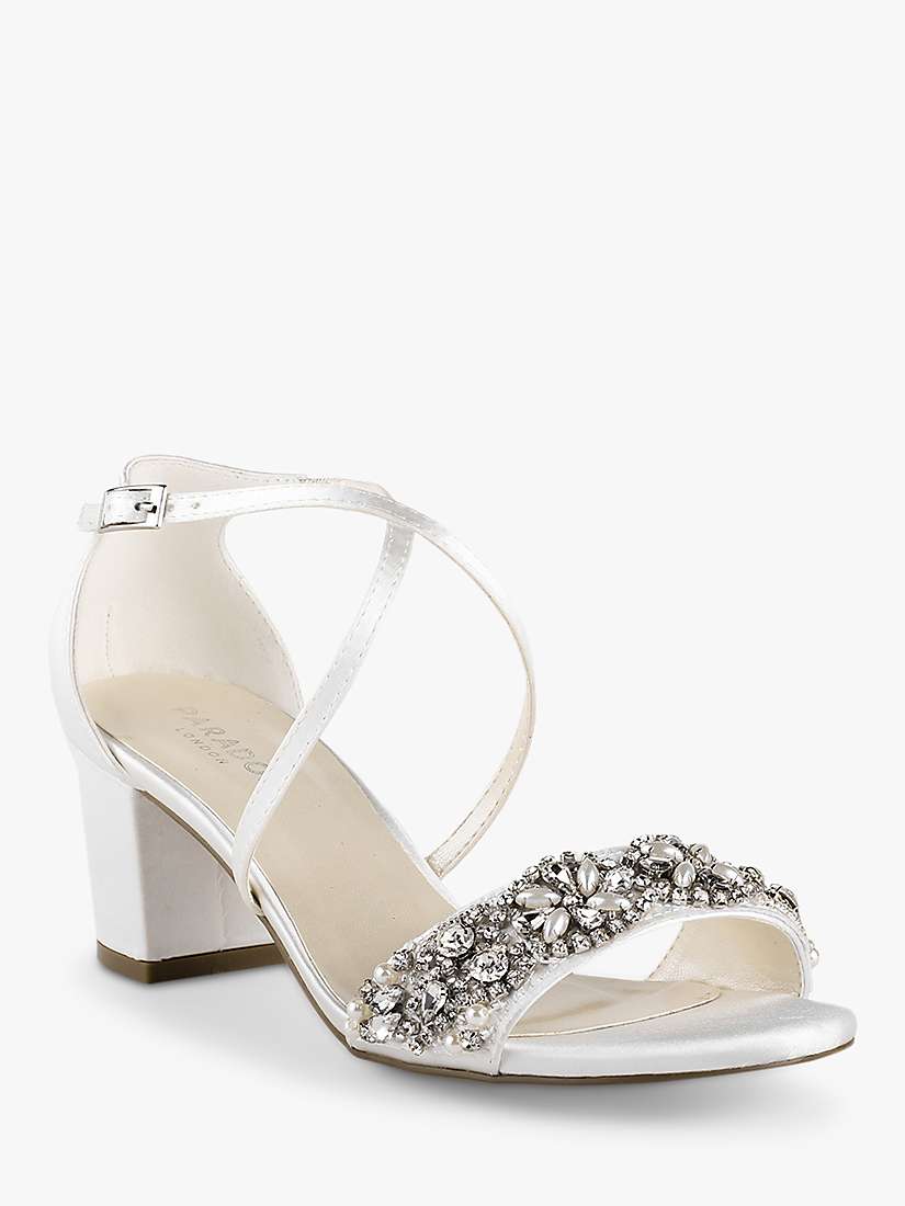 Buy Paradox London Evangeline Satin Low Heel Ankle Strap Sandal, Ivory Online at johnlewis.com