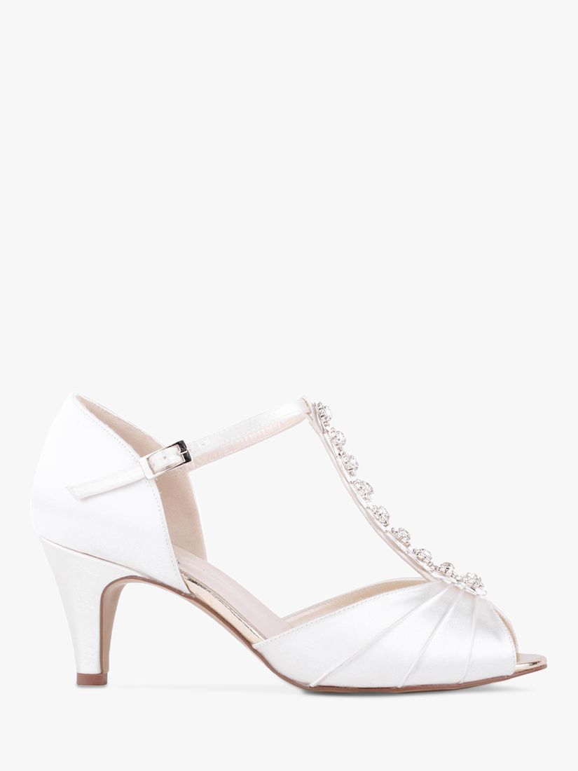 Paradox London Beccy Dyeable Satin Extra Wide Fit Mid Heel Sandals, Ivory, 3W