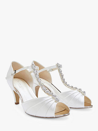 Paradox London Beccy Dyeable Satin Extra Wide Fit Mid Heel Sandals, Ivory
