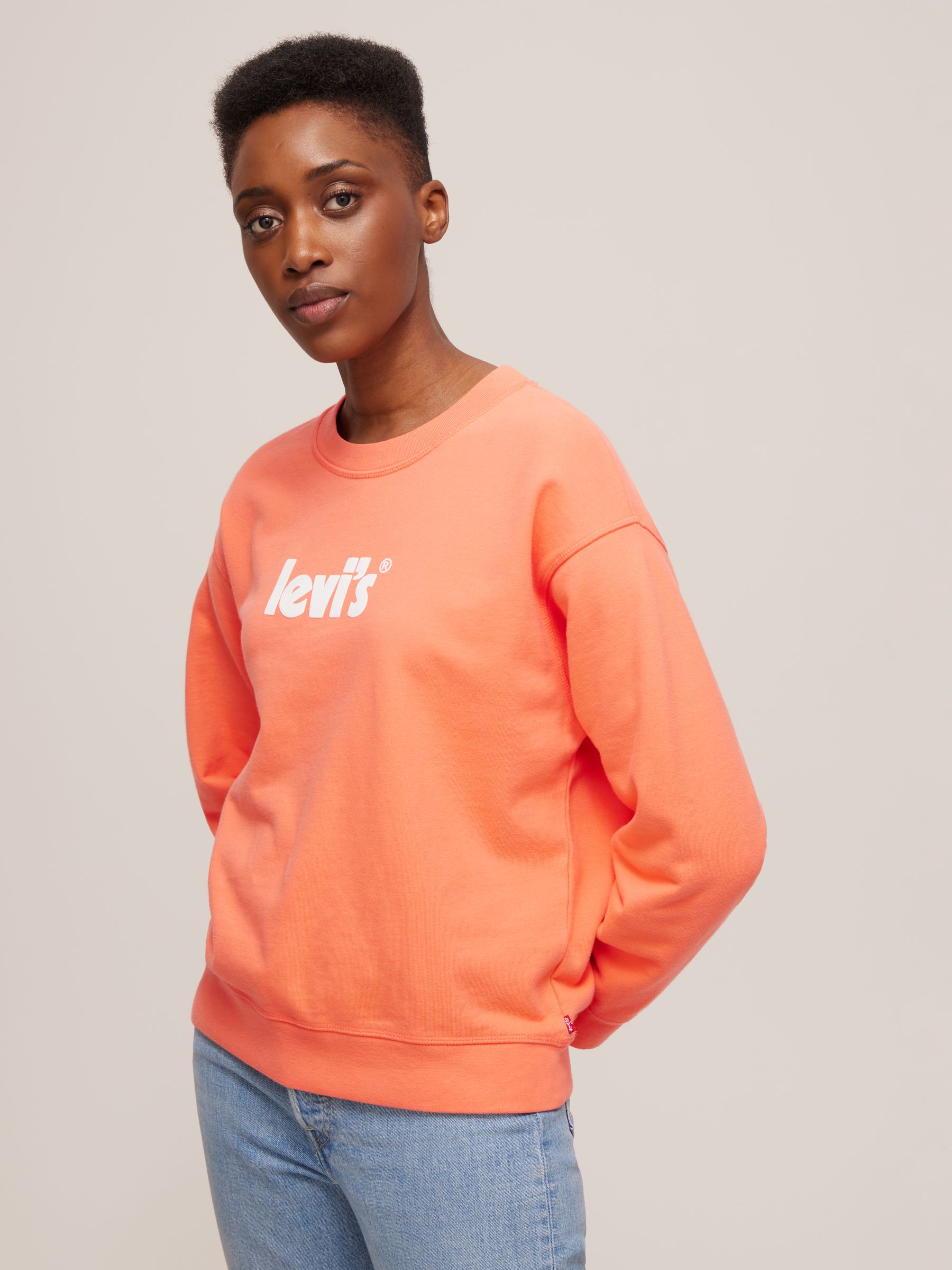 Levi's Standard Logo Crew Neck Cotton Sweatshirt, Orange
