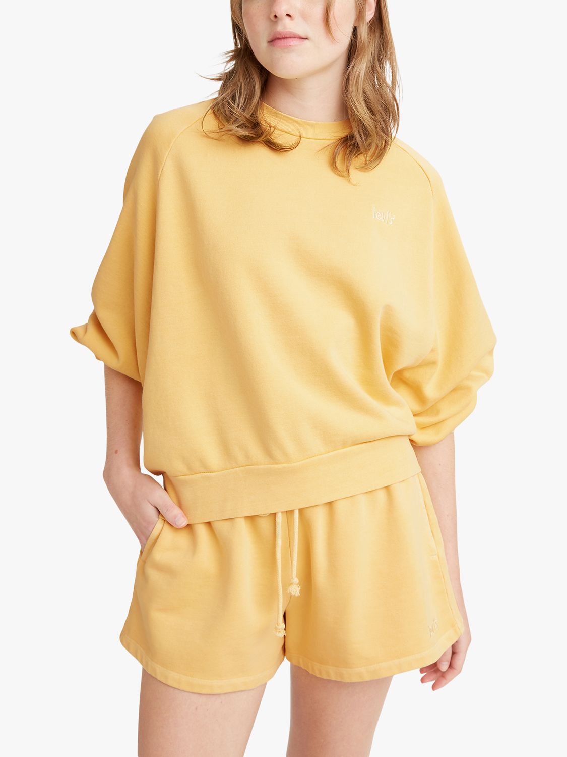 Levi's Snack Cotton Fleece Sweatshirt, Yellow at John Lewis & Partners