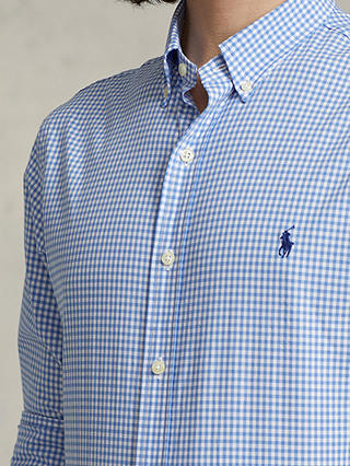 Polo Ralph Lauren Custom Fit Checked Stretch Poplin Shirt, Blue