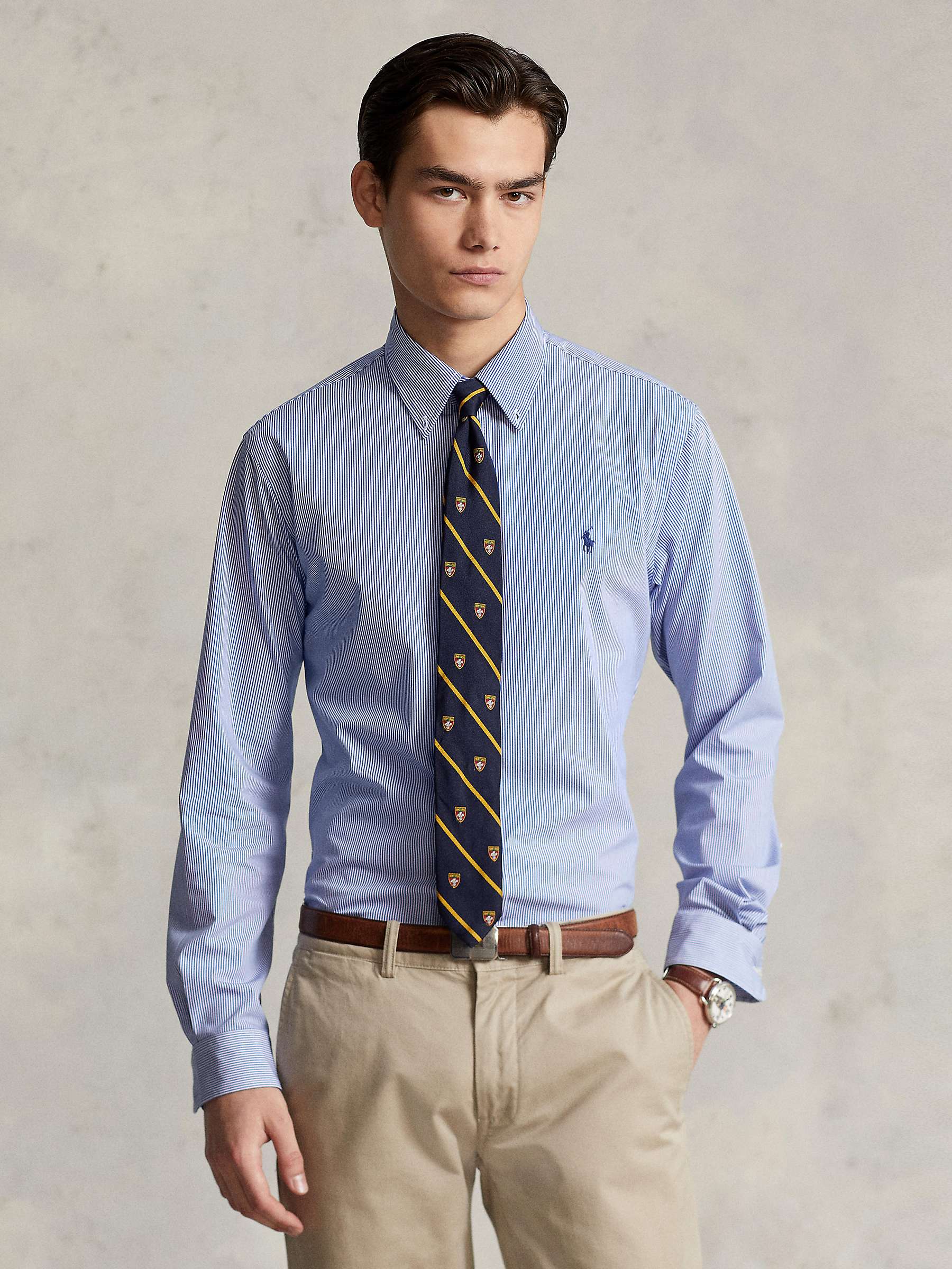 Buy Polo Ralph Lauren Poplin Custom Fit Stripe Shirt, Blue Online at johnlewis.com