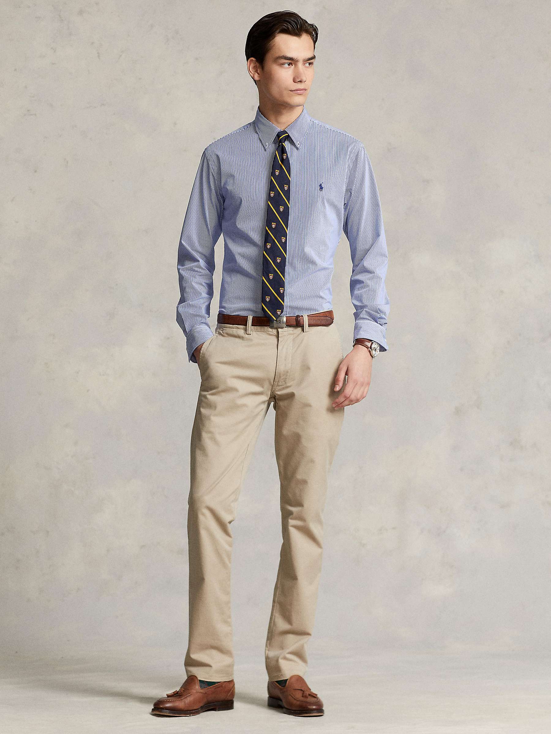 Buy Polo Ralph Lauren Poplin Custom Fit Stripe Shirt, Blue Online at johnlewis.com