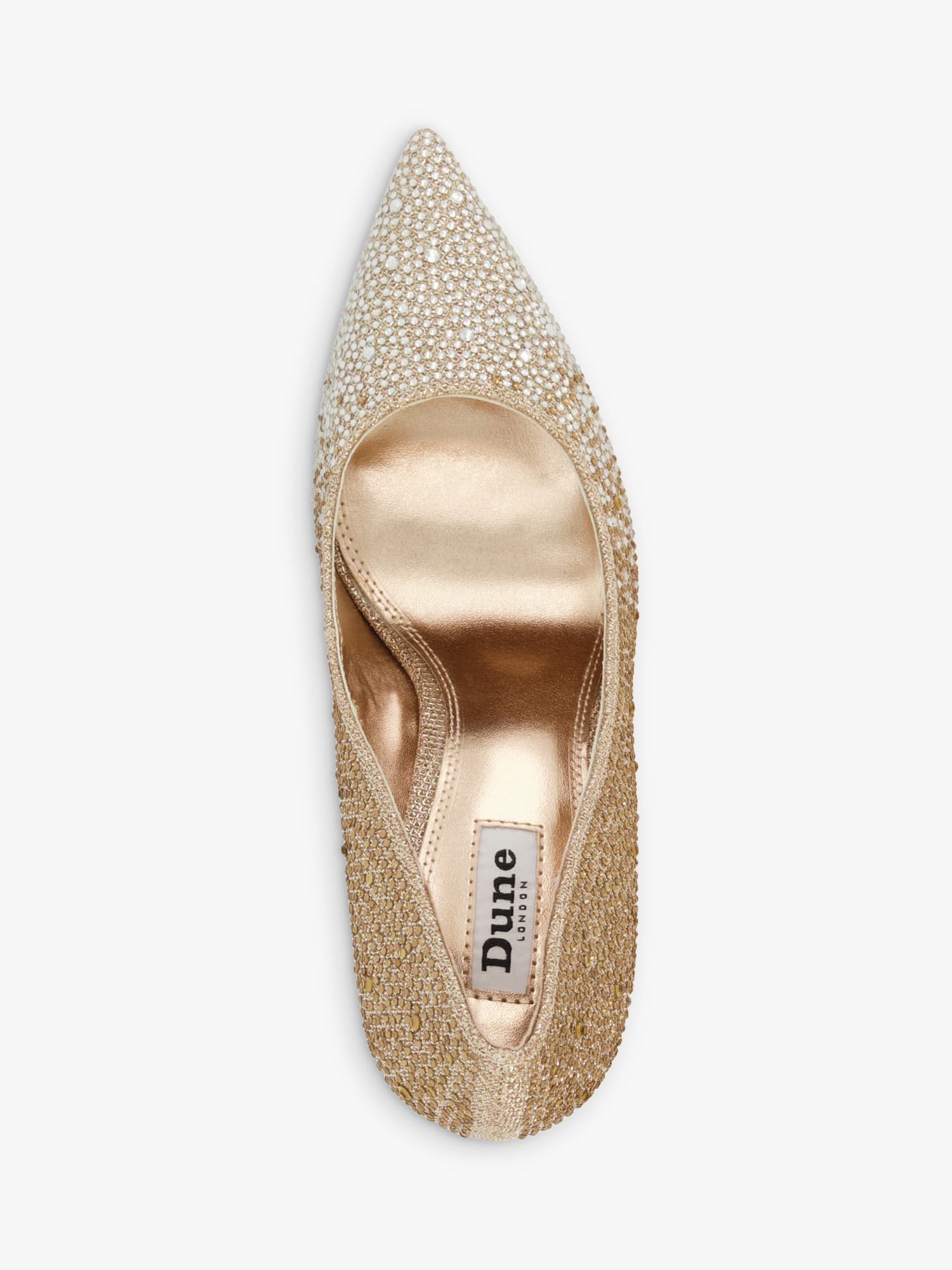 Dune Beautie Gold Embellished Shoes, Gold at John Lewis & Partners